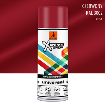 Emalia uniwersalna w aerozolu czerwony RAL 3002 400ml Dragon