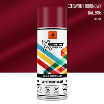 Emalia uniwersalna w aerozolu czerwony rubinowy RAL 3003 400ml Dragon