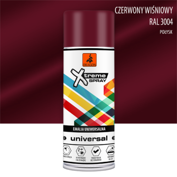 Emalia uniwersalna w aerozolu czerwony wiśniowy RAL 3004 400ml Dragon
