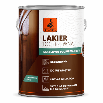 Lakier akrylowo-poliuretanowy do drewna bezbarwny delikatny połysk 2,5L